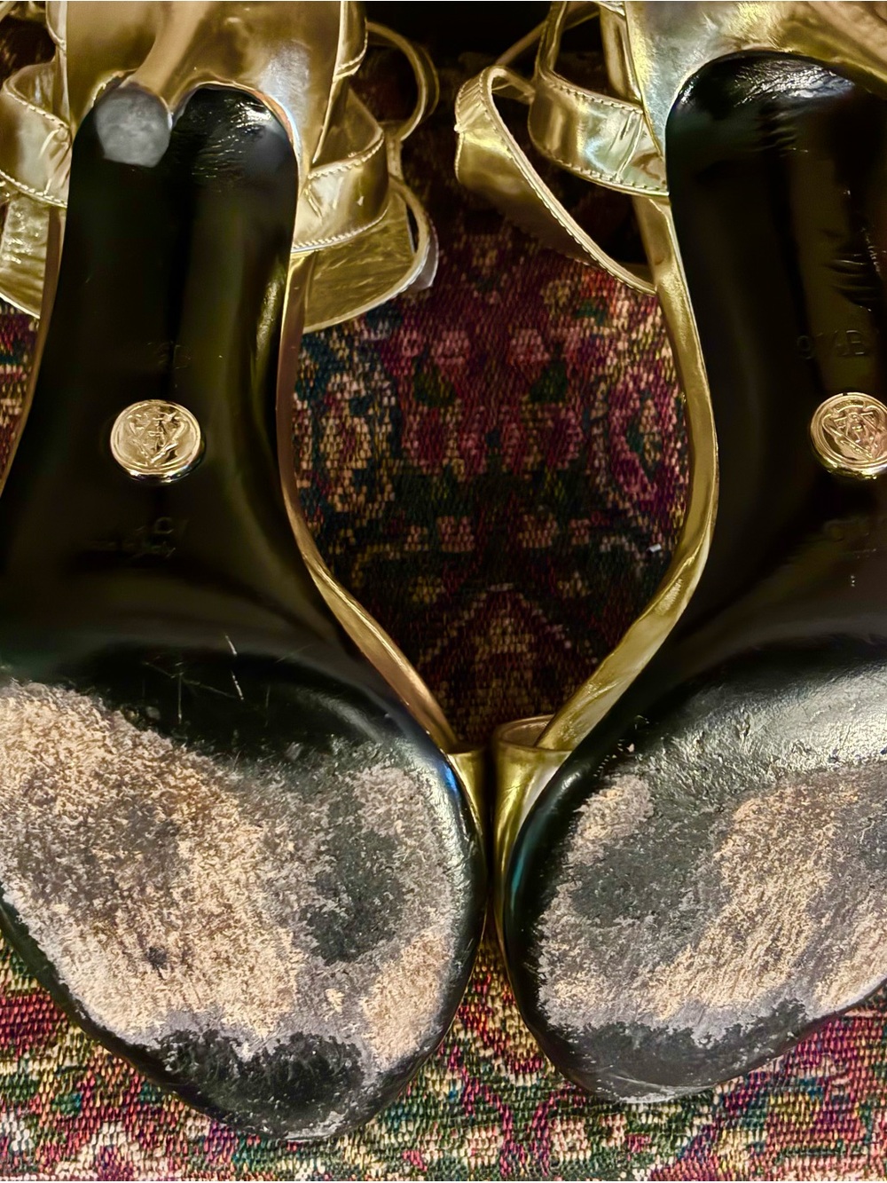 Gucci Metallic Gold Leather Ankle-Strap Heels - Picture 7 of 7